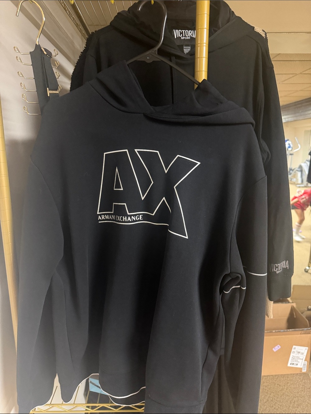 Armani Exchange Men's Black Crewneck Sweatshirt with White AX Logo